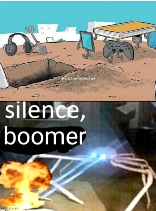 boomer humour, am I right? | image tagged in silence boomer | made w/ Imgflip meme maker