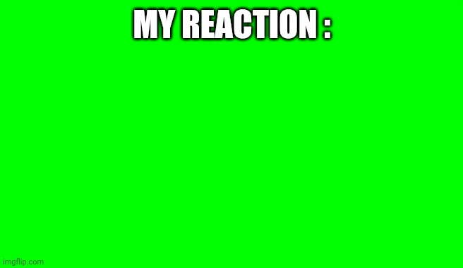 Green screen | MY REACTION : | image tagged in green screen for videos,memes,funny,fun,my reaction,me | made w/ Imgflip meme maker