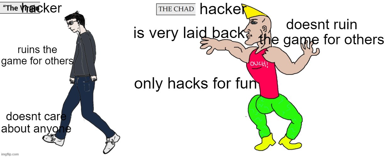 The Hacker vs The Chad Hacker (roblos) | image tagged in roblox | made w/ Imgflip meme maker