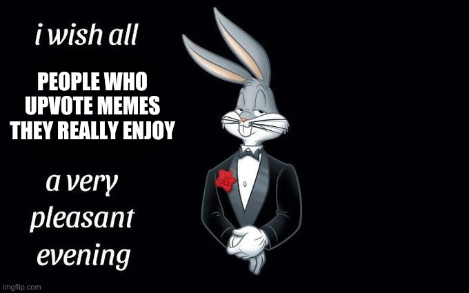I wish all the X a very pleasant evening | PEOPLE WHO UPVOTE MEMES THEY REALLY ENJOY | image tagged in i wish all the x a very pleasant evening | made w/ Imgflip meme maker