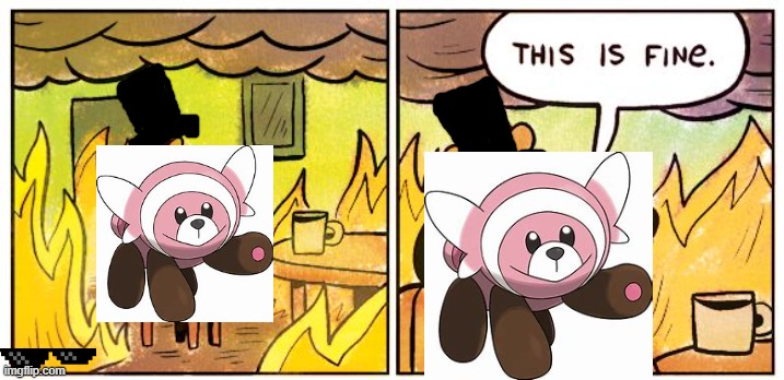 red panda pokemon go brr | image tagged in memes,this is fine | made w/ Imgflip meme maker