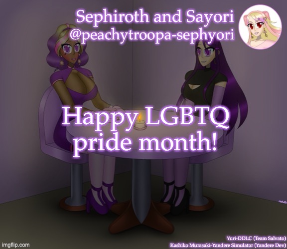 Happy LGBTQ pride month! | image tagged in yuri and kashiko murasaki | made w/ Imgflip meme maker