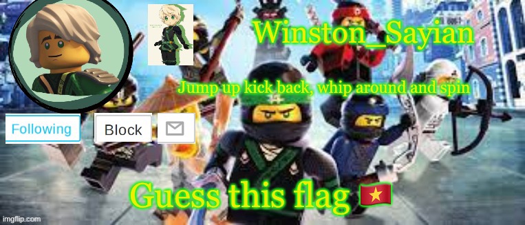 Winston's Ninjago Template | Guess this flag 🇻🇳 | image tagged in winston's ninjago template | made w/ Imgflip meme maker