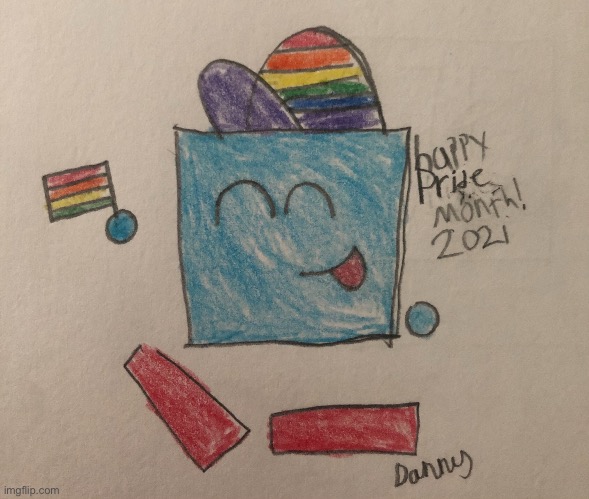 My OC Blocky celebrating Pride month 2021 | image tagged in blocky,pride month,2021 | made w/ Imgflip meme maker