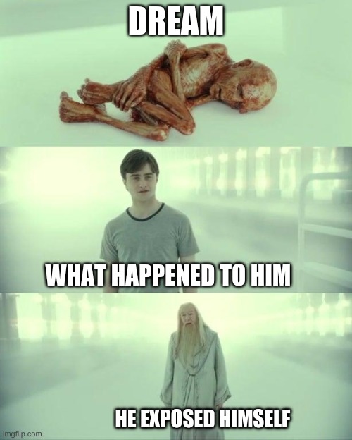 but did he really | DREAM; WHAT HAPPENED TO HIM; HE EXPOSED HIMSELF | image tagged in dead baby voldemort / what happened to him | made w/ Imgflip meme maker