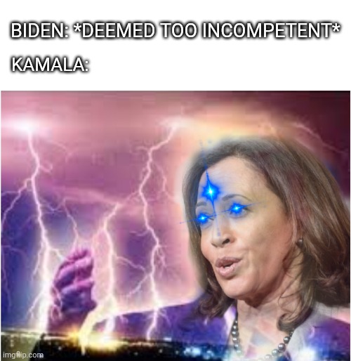 Be careful what you wish for | BIDEN: *DEEMED TOO INCOMPETENT*; KAMALA: | image tagged in republicans,democrats,right wing,south,west,kamala harris | made w/ Imgflip meme maker