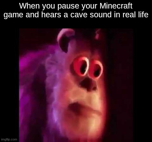Is this what fear be like | When you pause your Minecraft game and hears a cave sound in real life | image tagged in sully groan,scary,minecraft,real life | made w/ Imgflip meme maker