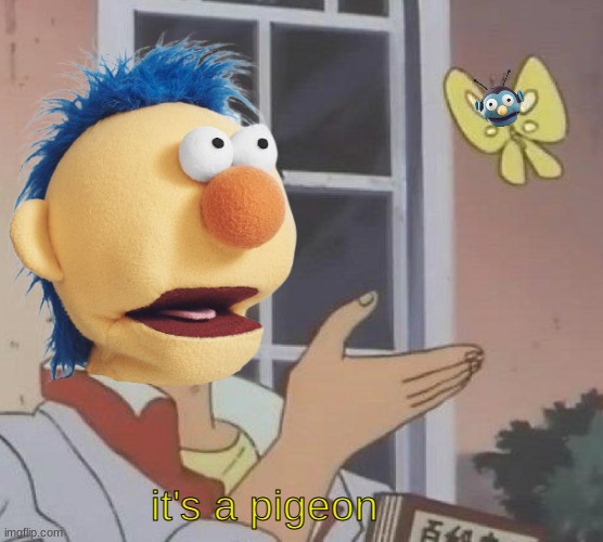 Don't Hug Me I'm Scared Memes |  it's a pigeon | image tagged in itsapigeon,dhmis,yellowguy,DHMIS | made w/ Imgflip meme maker