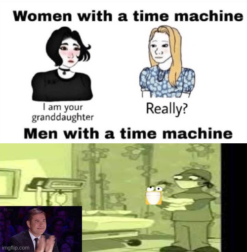 I am bad at drawing but  you get it | image tagged in men with a time machine,it is what it is,doctor doof,stop reading the tags | made w/ Imgflip meme maker