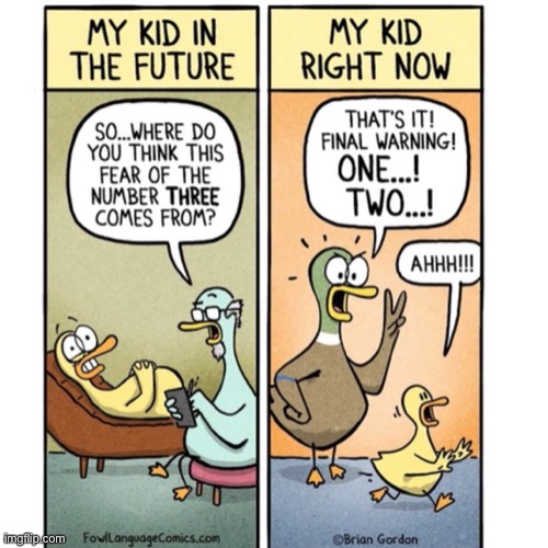 Scared of 3 | image tagged in three,scared,duck face chicks,kids,counting,comics | made w/ Imgflip meme maker