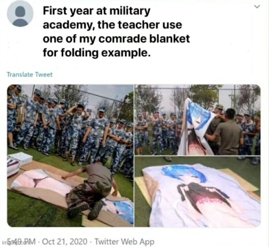 Im joining the navy guys | image tagged in anime blanket,wtf,us navy | made w/ Imgflip meme maker