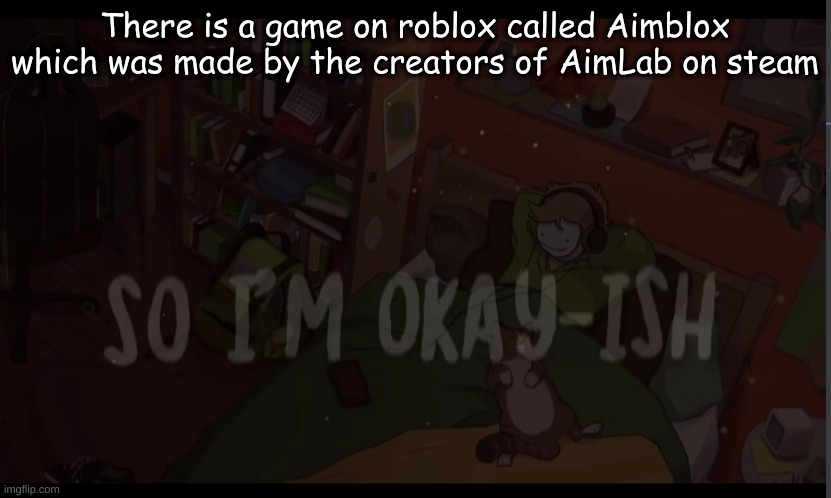 its fun its in beta rn | There is a game on roblox called Aimblox which was made by the creators of AimLab on steam | image tagged in okay-ish | made w/ Imgflip meme maker