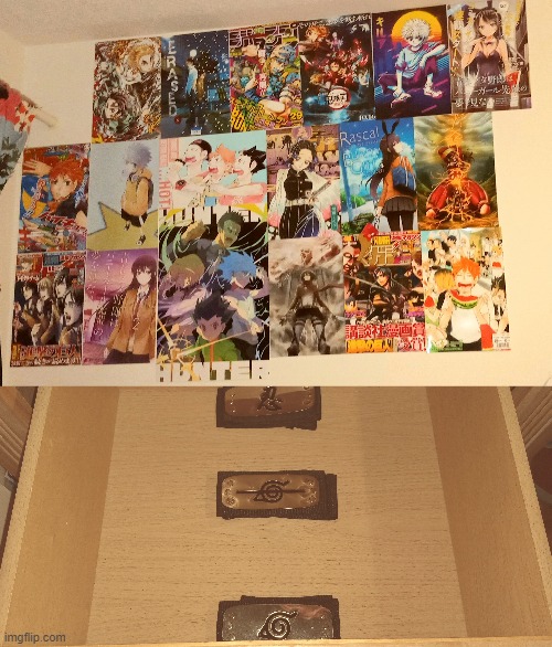 my naruto headbands and my anime posters :D | made w/ Imgflip meme maker
