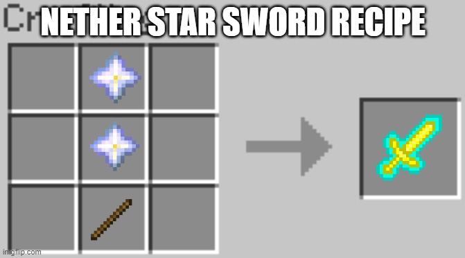 Nether Star Sword Recipe | NETHER STAR SWORD RECIPE | image tagged in synthesis | made w/ Imgflip meme maker