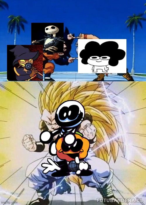 skid and pmp origin | image tagged in dbz fusion,spooky month | made w/ Imgflip meme maker