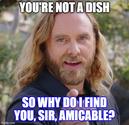 No complates, please | YOU'RE NOT A DISH; SO WHY DO I FIND YOU, SIR, AMICABLE? | image tagged in you're not a dish so why x | made w/ Imgflip meme maker