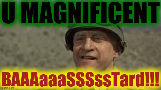Patton: "You magnificent bastard!" | U MAGNIFICENT BAAAaaaSSSssTard!!! | image tagged in patton you magnificent bastard | made w/ Imgflip meme maker