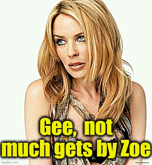 Kylie rolling eyes condescending | Gee,  not much gets by Zoe | image tagged in kylie rolling eyes condescending | made w/ Imgflip meme maker