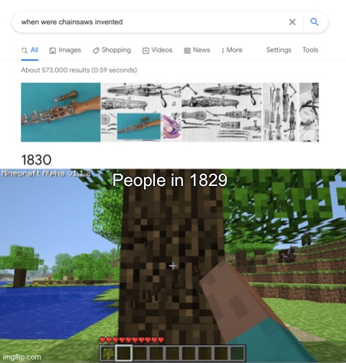 A random MC meme | People in 1829 | image tagged in minecraft | made w/ Imgflip meme maker