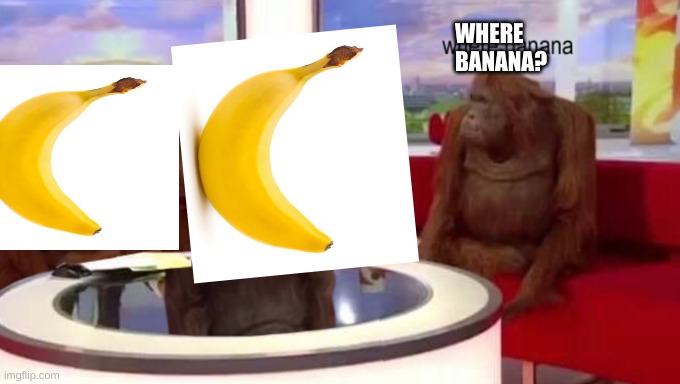 where banana | WHERE BANANA? | image tagged in where banana | made w/ Imgflip meme maker