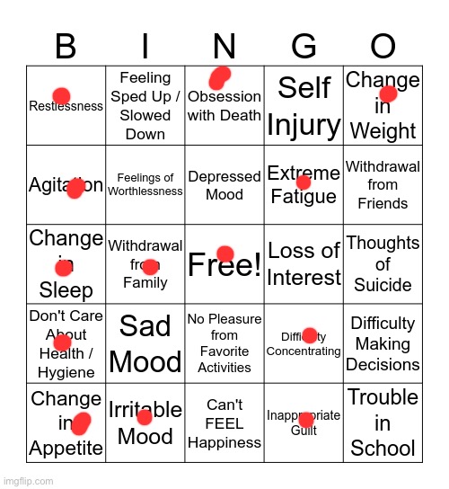 Bingo | image tagged in depression bingo 1 | made w/ Imgflip meme maker