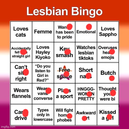 Lesbian bingo | image tagged in lesbian bingo | made w/ Imgflip meme maker