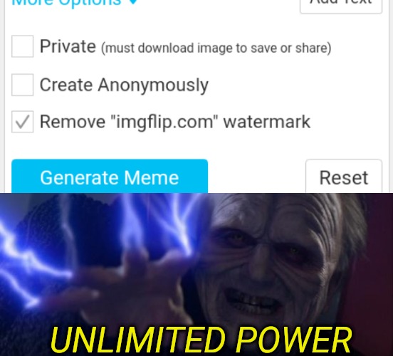 UNLIMITED POWER | image tagged in unlimited power palpatine | made w/ Imgflip meme maker