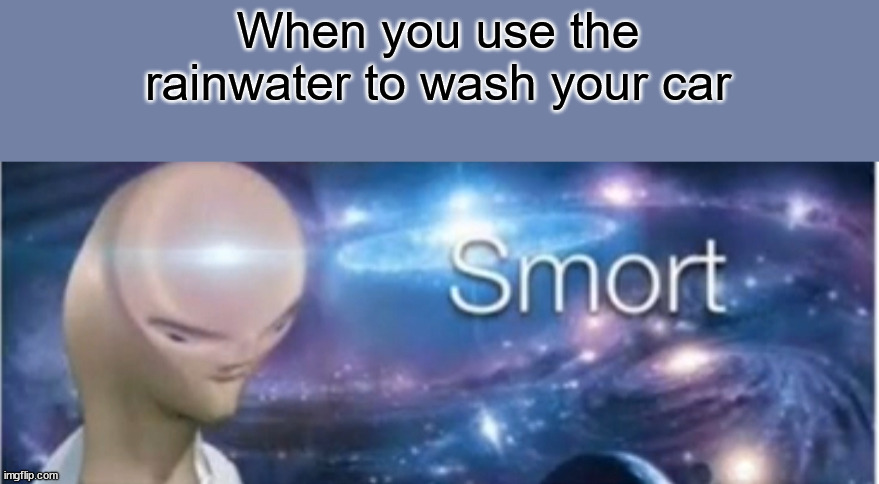 Meme man smort | When you use the rainwater to wash your car | image tagged in meme man smort | made w/ Imgflip meme maker