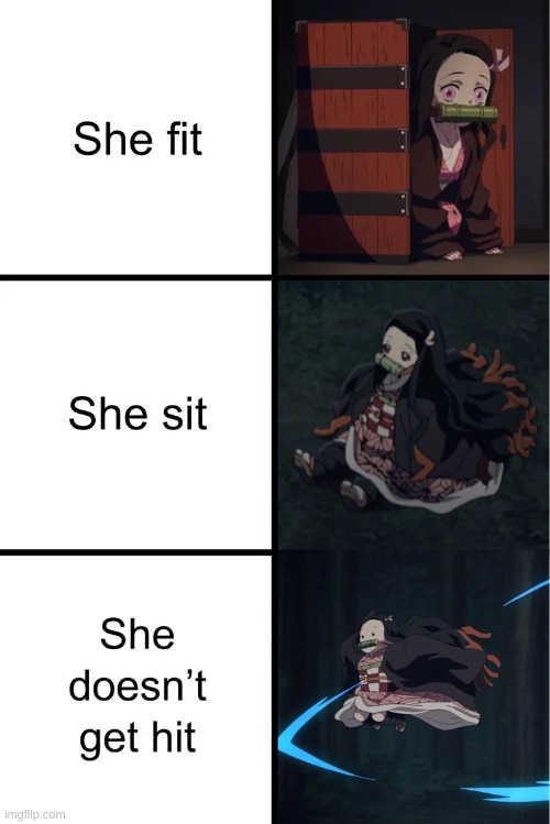 she a smol demon | image tagged in nezuko,demon slayer | made w/ Imgflip meme maker