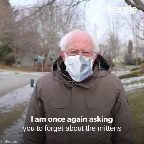 FORGET IT | you to forget about the mittens | image tagged in memes,bernie i am once again asking for your support | made w/ Imgflip meme maker