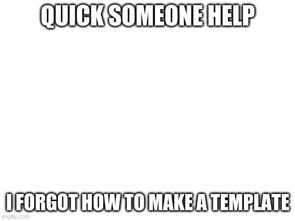 Blank White Template | QUICK SOMEONE HELP; I FORGOT HOW TO MAKE A TEMPLATE | image tagged in blank white template | made w/ Imgflip meme maker