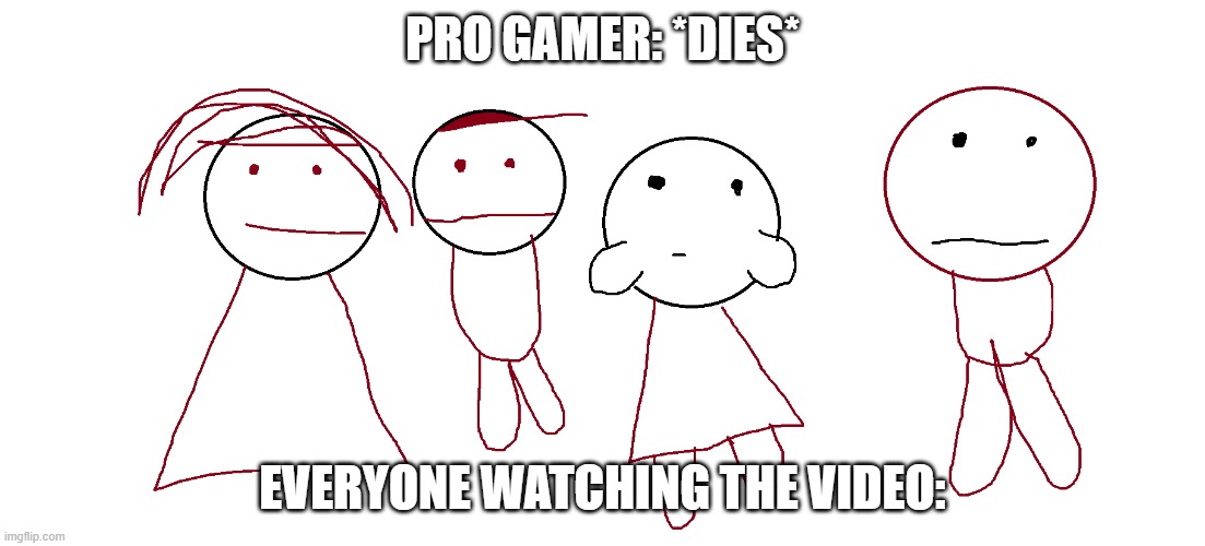 Aren't they a pro gamer? | PRO GAMER: *DIES*; EVERYONE WATCHING THE VIDEO: | image tagged in confooshon | made w/ Imgflip meme maker
