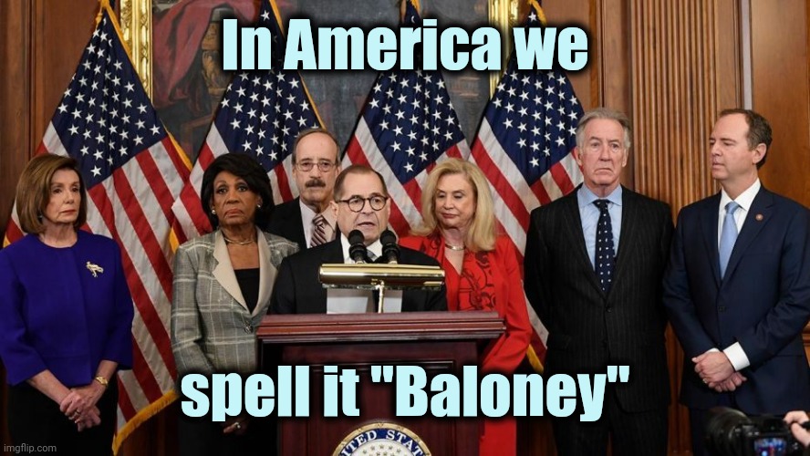 House Democrats | In America we spell it "Baloney" | image tagged in house democrats | made w/ Imgflip meme maker