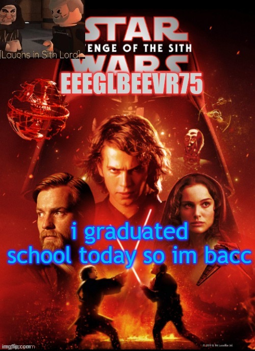 hi | i graduated school today so im bacc | image tagged in eeglbeevr75's other announcement | made w/ Imgflip meme maker
