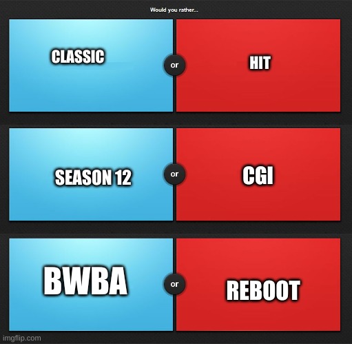 Would You Rather(Thomas) | CLASSIC; HIT; SEASON 12; CGI; BWBA; REBOOT | image tagged in would you rather | made w/ Imgflip meme maker