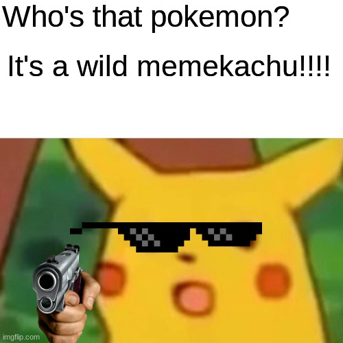 memekachu | Who's that pokemon? It's a wild memekachu!!!! | image tagged in memes,surprised pikachu | made w/ Imgflip meme maker