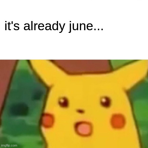 . | it's already june... | image tagged in surprised pikachu | made w/ Imgflip meme maker