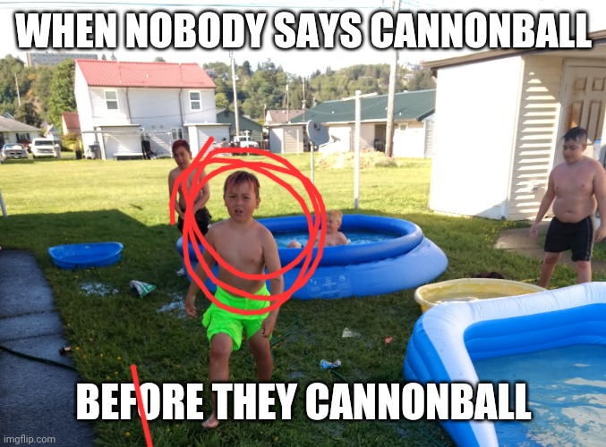 CANONBAAAAAAAAALLLLLLLLL | WHEN NOBODY SAYS CANNONBALL; BEFORE THEY CANNONBALL | image tagged in surprised friend | made w/ Imgflip meme maker