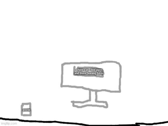 planning violence | where can i find pipes and those burning fuses; powder | image tagged in blank white template | made w/ Imgflip meme maker