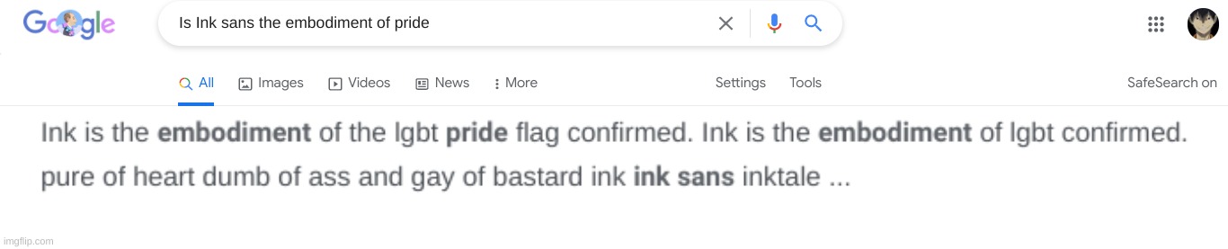 INK IS THE EMBODIMENT OF LGBTQA+ CONFIRMED | made w/ Imgflip meme maker