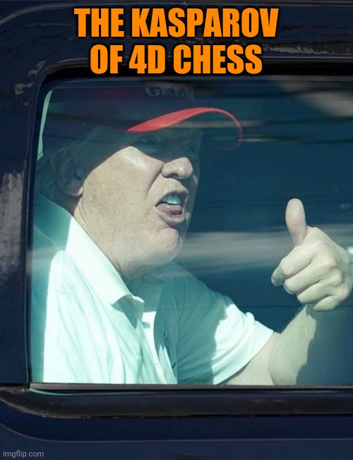 Trump thumb up | THE KASPAROV OF 4D CHESS | image tagged in trump thumb up | made w/ Imgflip meme maker