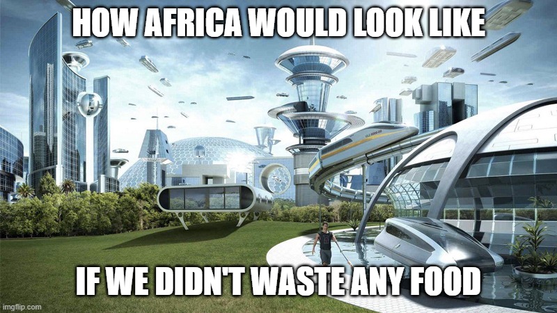 I feel bad for poverty | HOW AFRICA WOULD LOOK LIKE; IF WE DIDN'T WASTE ANY FOOD | image tagged in the future world if,africa,poverty,waste,food,foods | made w/ Imgflip meme maker