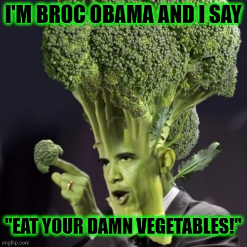 I'M BROC OBAMA AND I SAY "EAT YOUR DAMN VEGETABLES!" | made w/ Imgflip meme maker