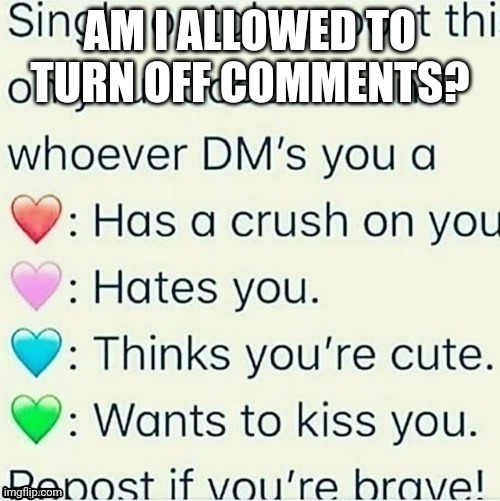E | AM I ALLOWED TO TURN OFF COMMENTS? | image tagged in e | made w/ Imgflip meme maker