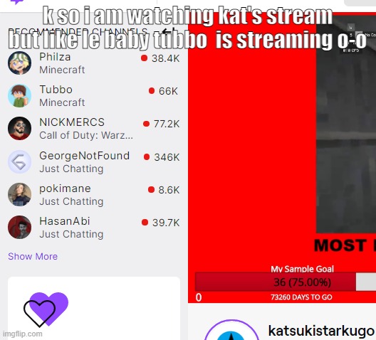 k so i am watching kat's stream but like le baby tubbo  is streaming o-o | made w/ Imgflip meme maker