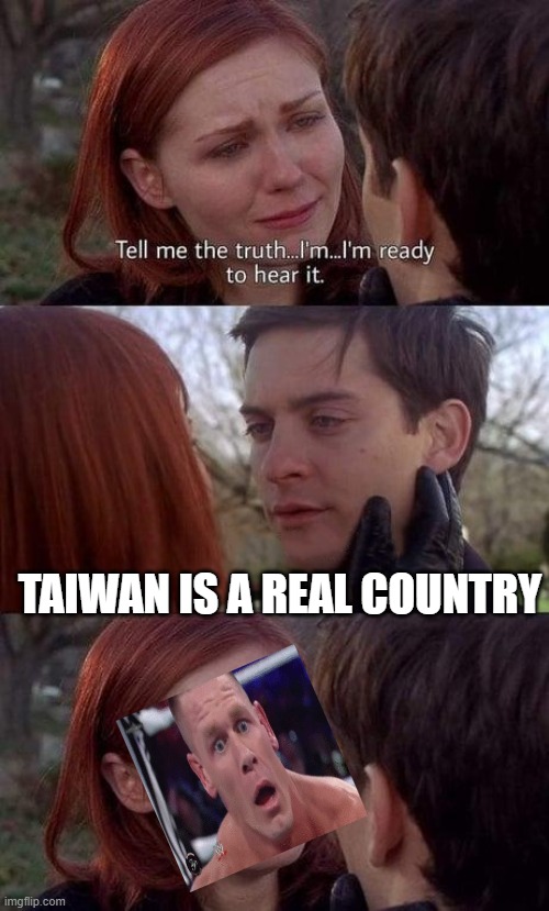 Tell me the truth, I'm ready to hear it | TAIWAN IS A REAL COUNTRY | image tagged in tell me the truth i'm ready to hear it | made w/ Imgflip meme maker