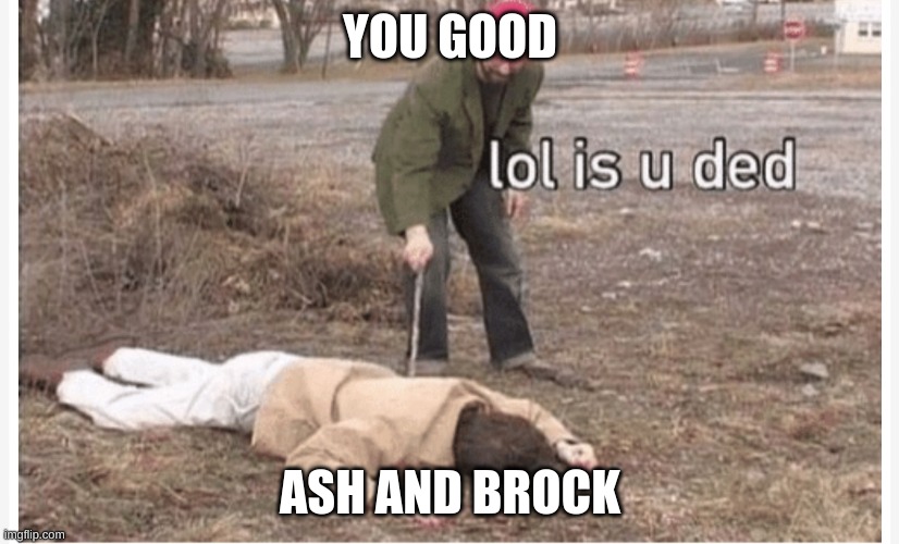 Lol is u ded | YOU GOOD ASH AND BROCK | image tagged in lol is u ded | made w/ Imgflip meme maker