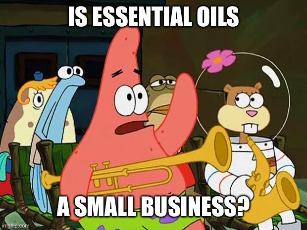 Patrick Mayonaise | IS ESSENTIAL OILS; A SMALL BUSINESS? | image tagged in patrick mayonaise | made w/ Imgflip meme maker