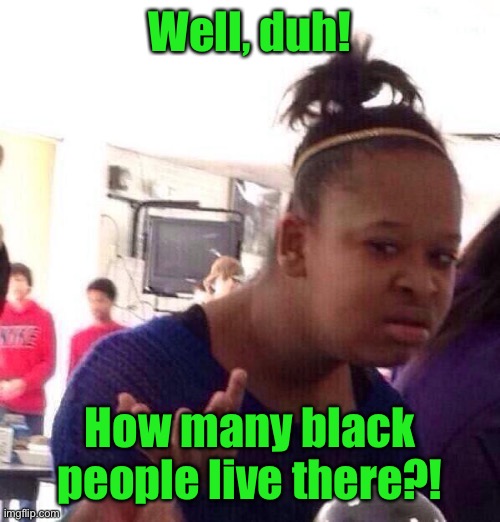 Black Girl Wat Meme | Well, duh! How many black people live there?! | image tagged in memes,black girl wat | made w/ Imgflip meme maker