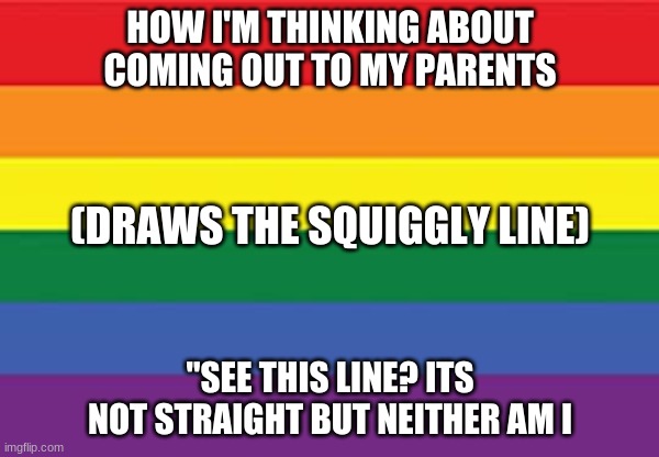 HOW I'M THINKING ABOUT COMING OUT TO MY PARENTS; (DRAWS THE SQUIGGLY LINE); "SEE THIS LINE? IT'S NOT STRAIGHT BUT NEITHER AM I | made w/ Imgflip meme maker